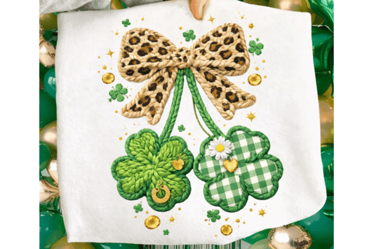 Faux Yarn Leopard Coquette Shamrock Cherries 08081