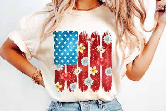 Floral American Flag 02041