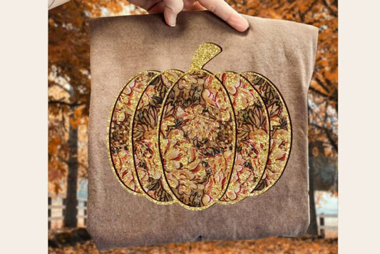 Floral Glitter Pumpkin 00366