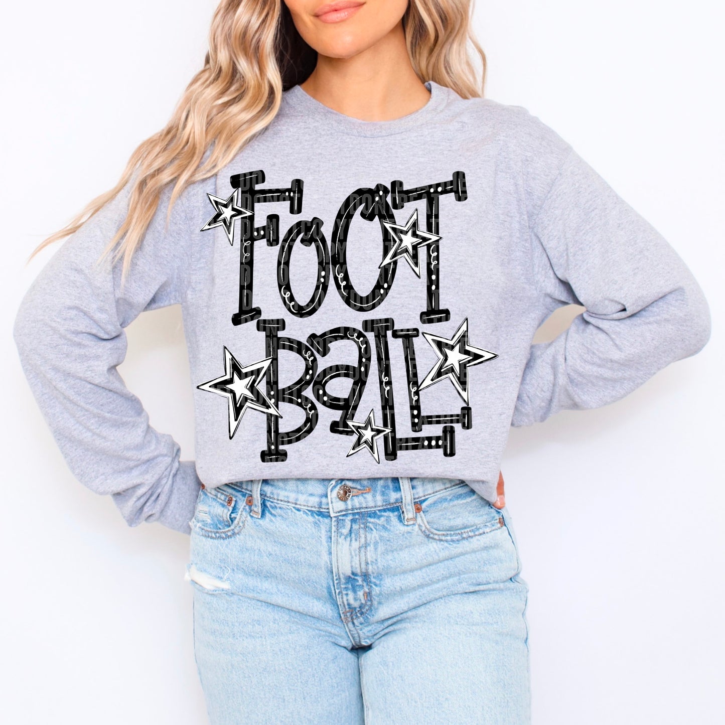 Black and White Football Doodle 01200