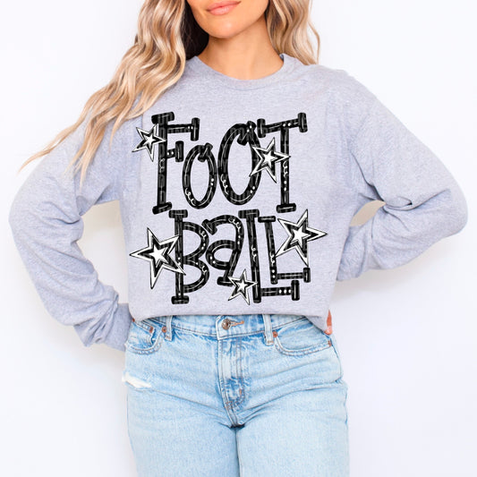 Black and White Football Doodle 01200