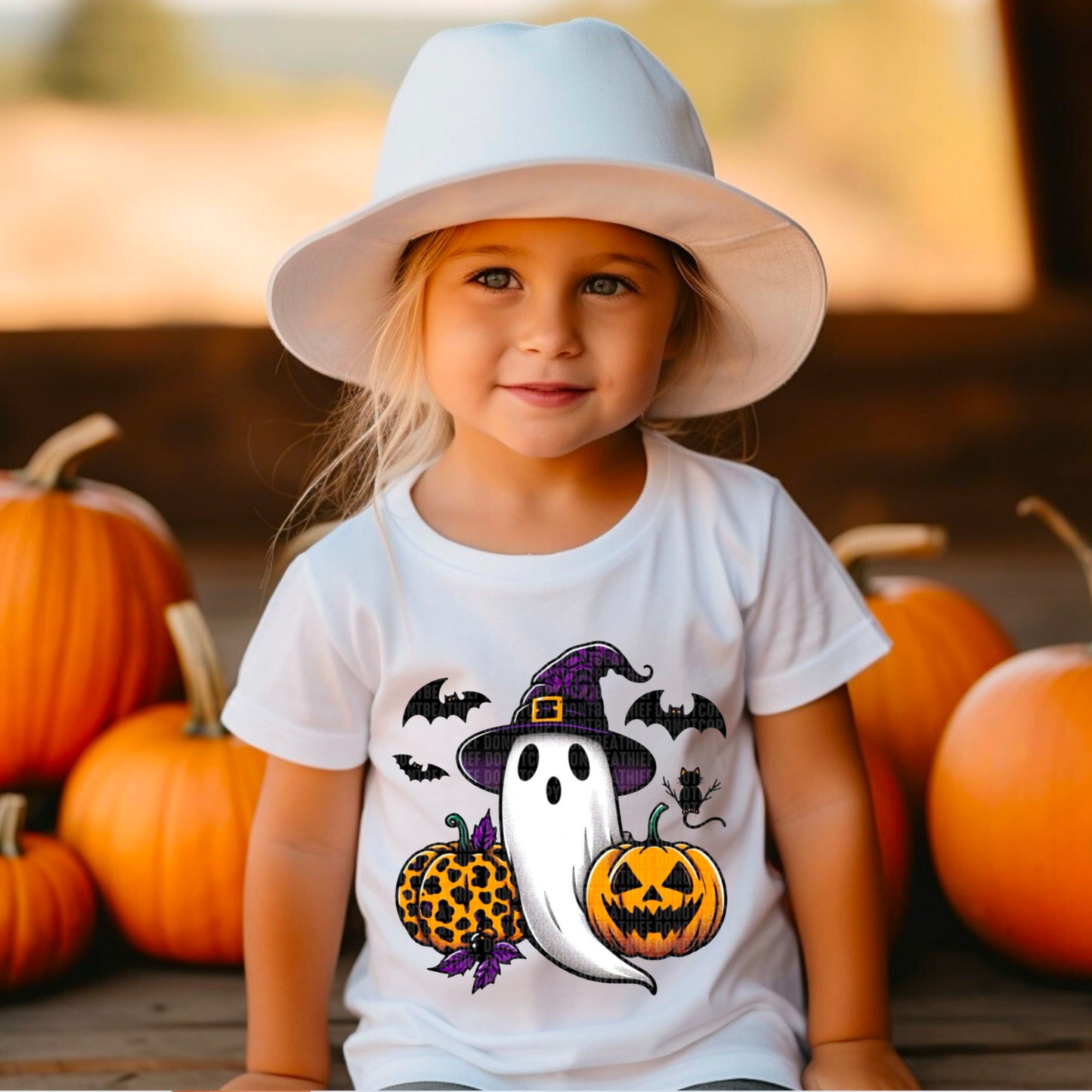Ghost Witch Hat Leopard Pumpkin 04727