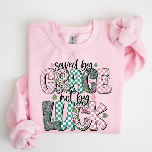 Saved By Grace Not By Luck   DTF Transfer 03812