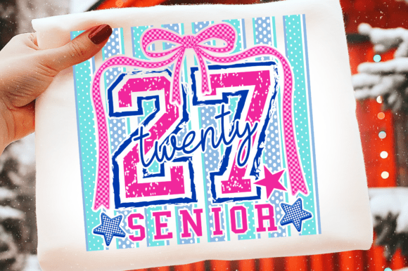 Senior 2027 Pink Blue Stripes 08796