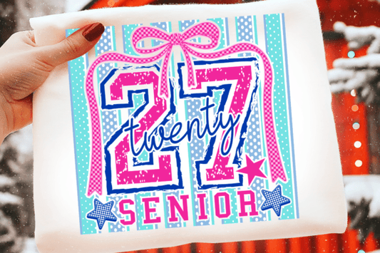 Senior 2027 Pink Blue Stripes 08796