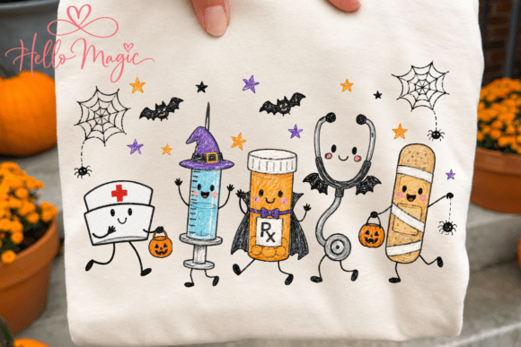 Halloween Nurse Doodle Characters 09313
