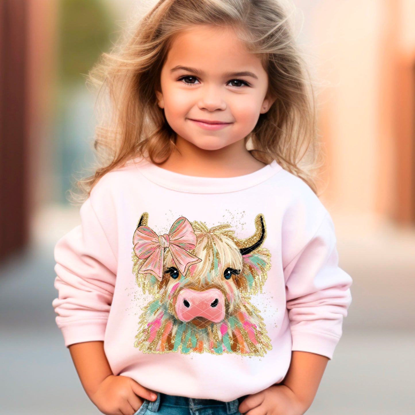 Brushstroke Gold Glitter Highland Cow 07131