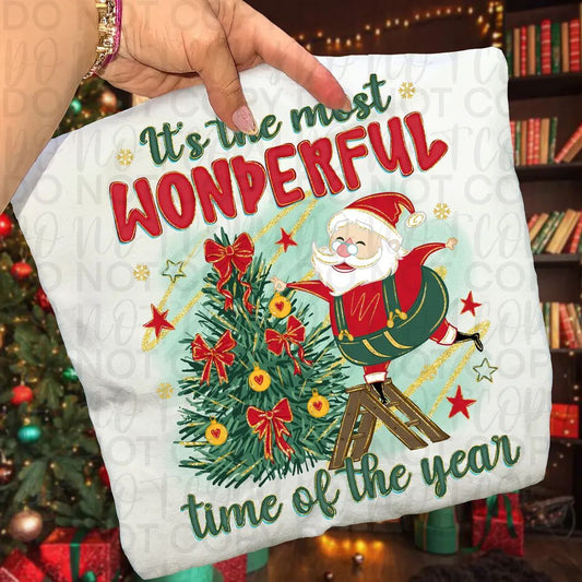 Most Wonderful Time Santa Decorating Tree 06762