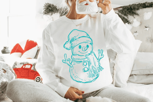 Blue Snowman Outline 06985
