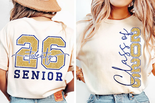 Faux Gold Glitter Senior 2026 (BACK ONLY) 01412