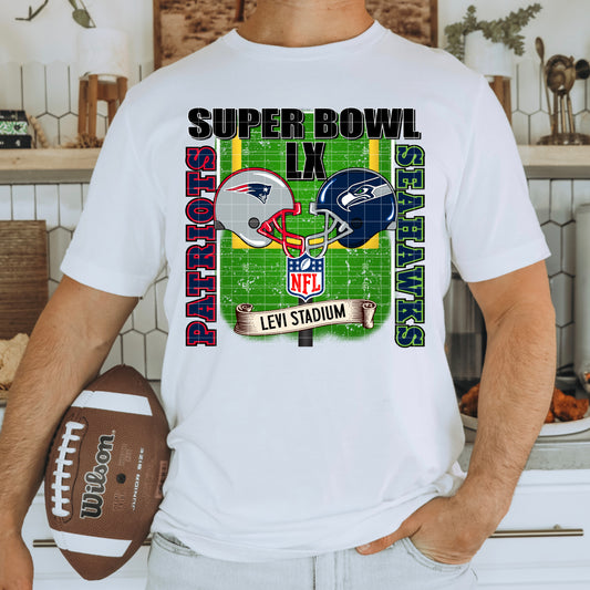 SB LX Distressed Field Patriots vs Seahawks 07932