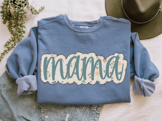 Faux Mama Floral Embroidery DTF Transfer