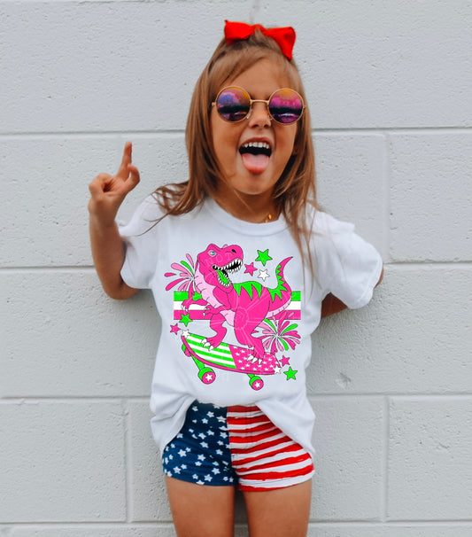 Pink and Green Dino Skateboard 02161