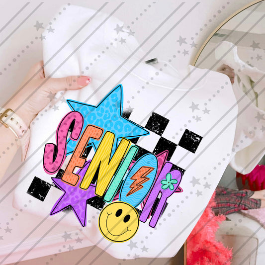Retro Senior Checkered Stars 08639
