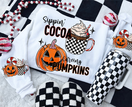 Sippin Cocoa Carvin Pumpkins 00750