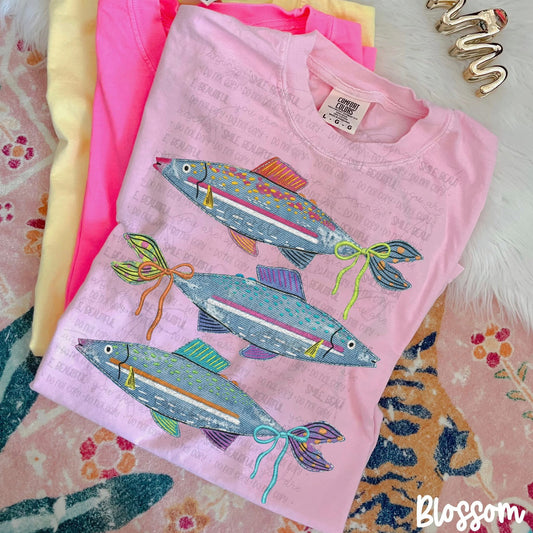 Denim Fish Trio Bows 08066