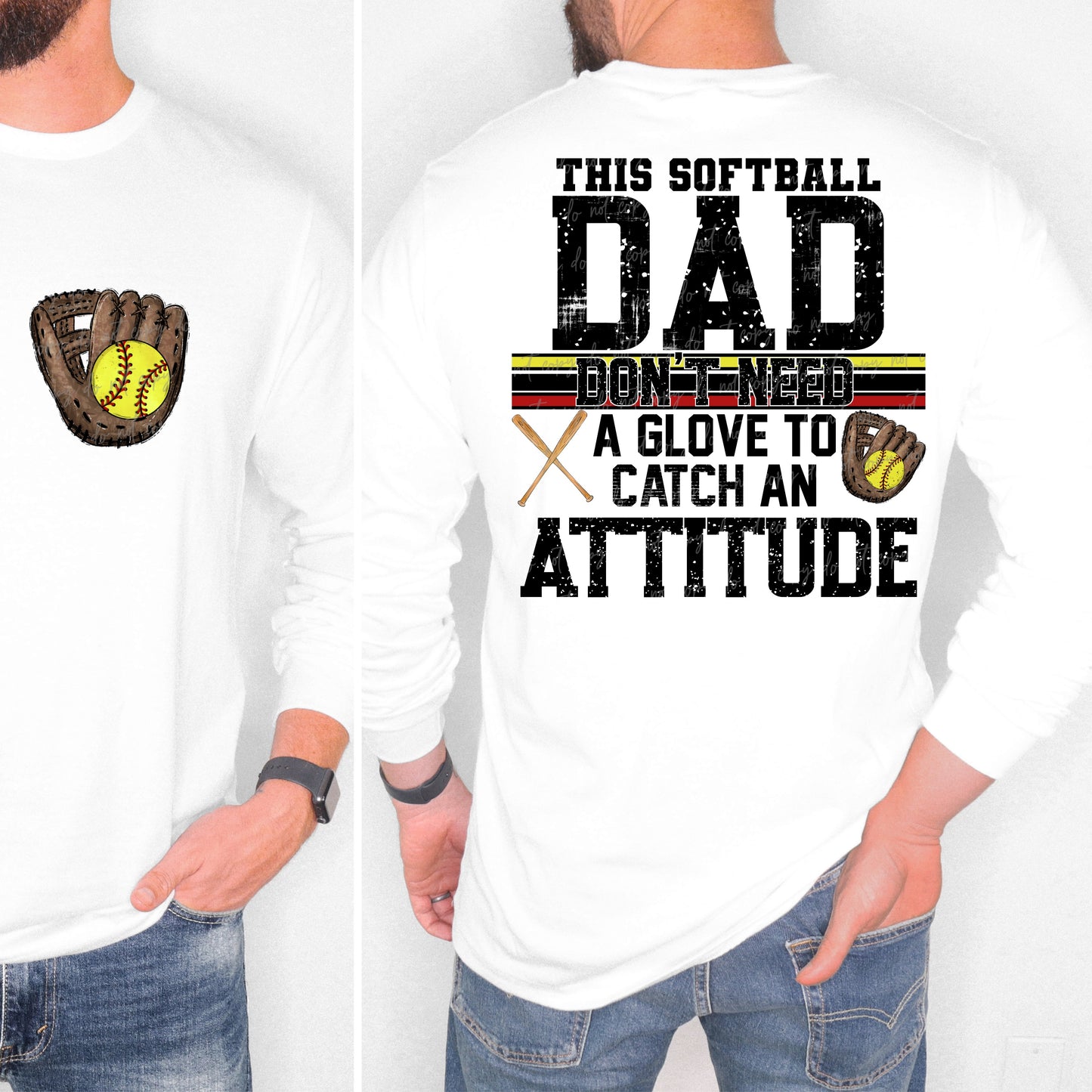 Softball/Baseball Mama + More Don't Need A Glove to Catch Attitude (Choose Yours) 07862