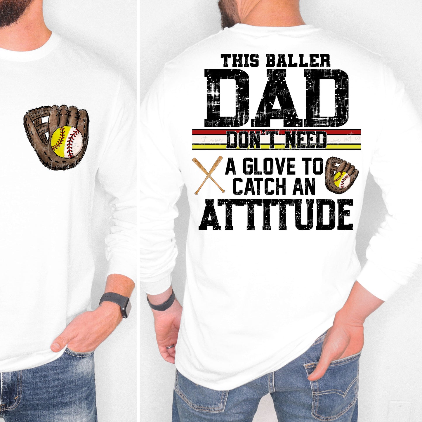 Softball/Baseball Mama + More Don't Need A Glove to Catch Attitude (Choose Yours) 07862