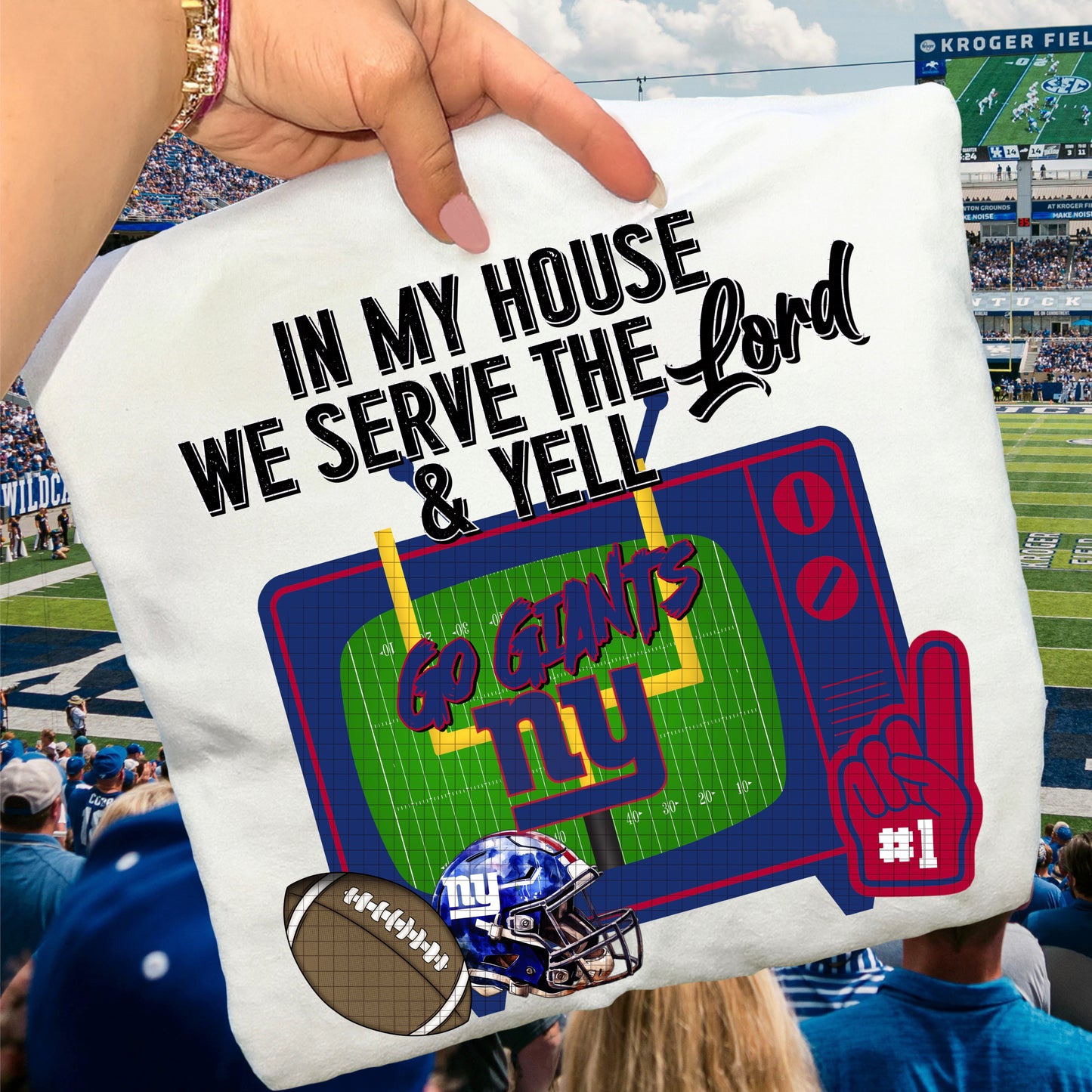 In My House We Serve the Lord and Yell Go Pro Football Teams (Choose Yours) 07639