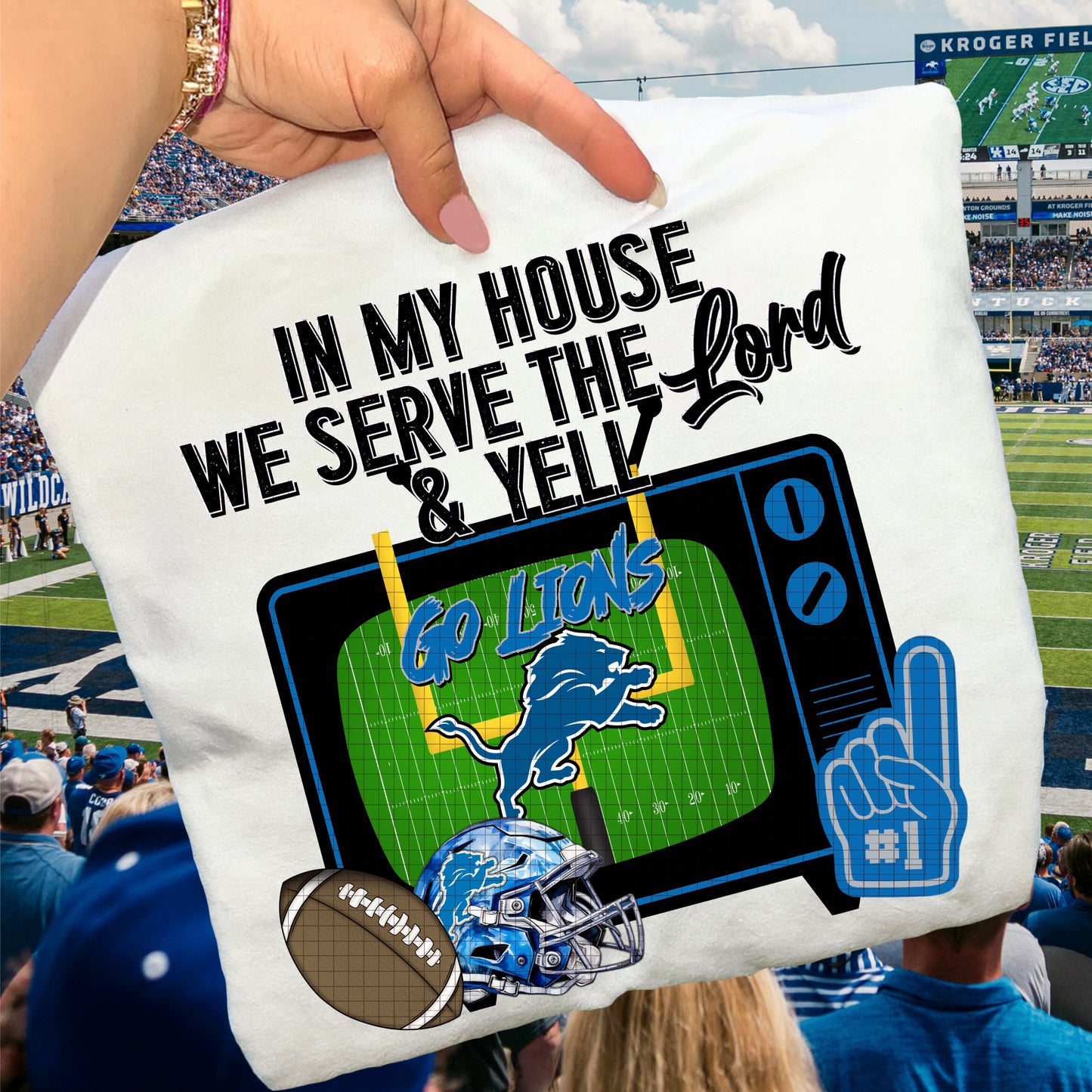 In My House We Serve the Lord and Yell Go Pro Football Teams (Choose Yours) 07639