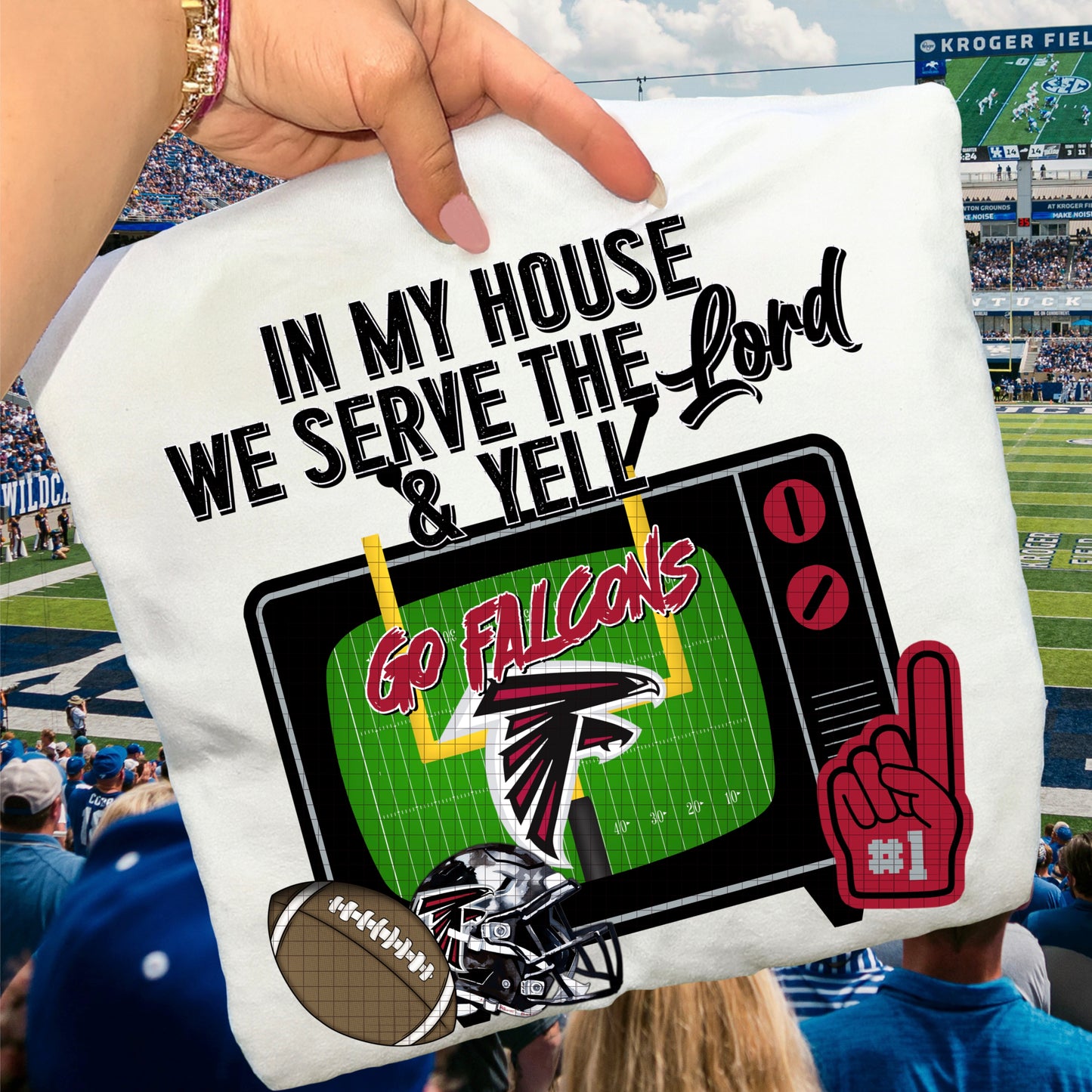 In My House We Serve the Lord and Yell Go Pro Football Teams (Choose Yours) 07639