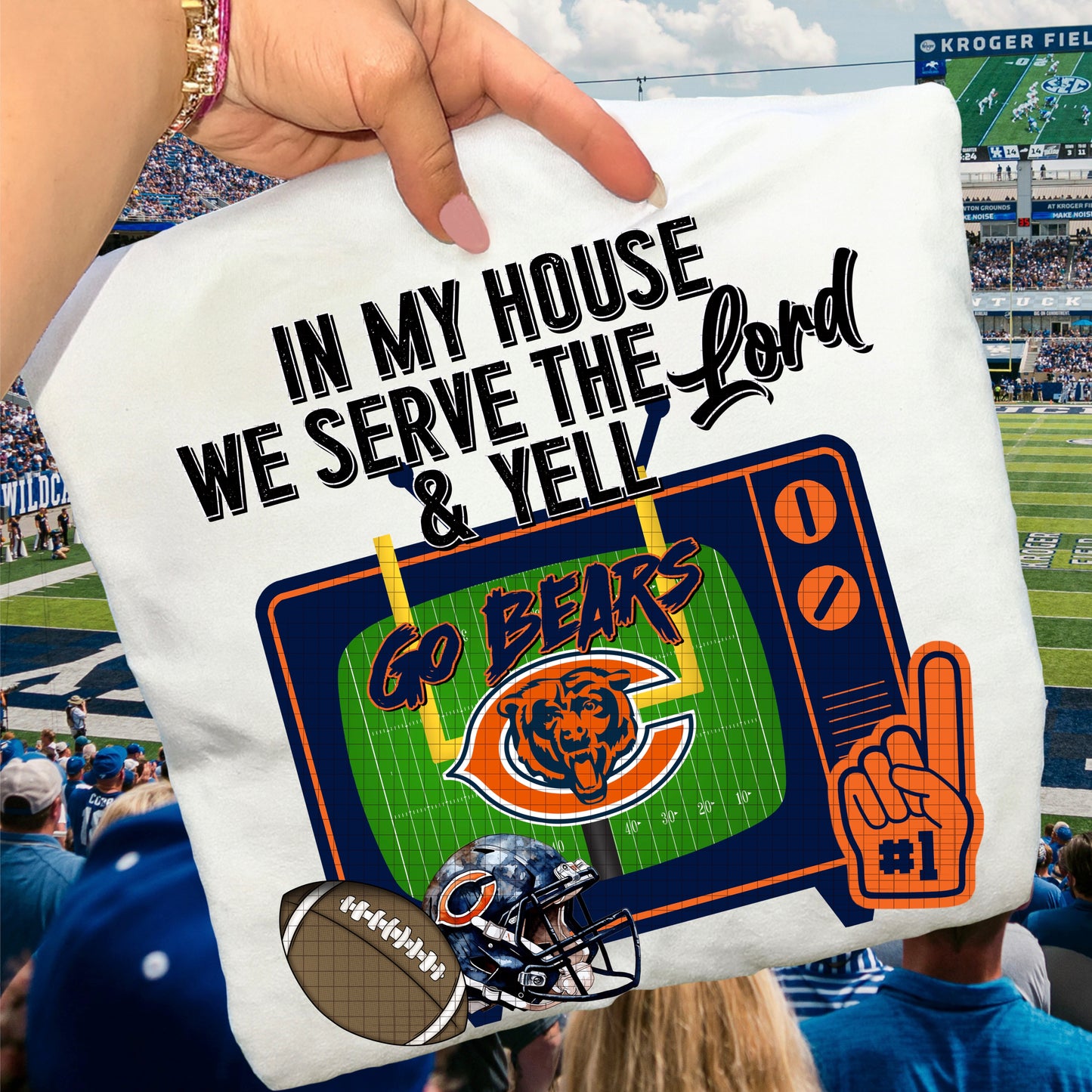 In My House We Serve the Lord and Yell Go Pro Football Teams (Choose Yours) 07639