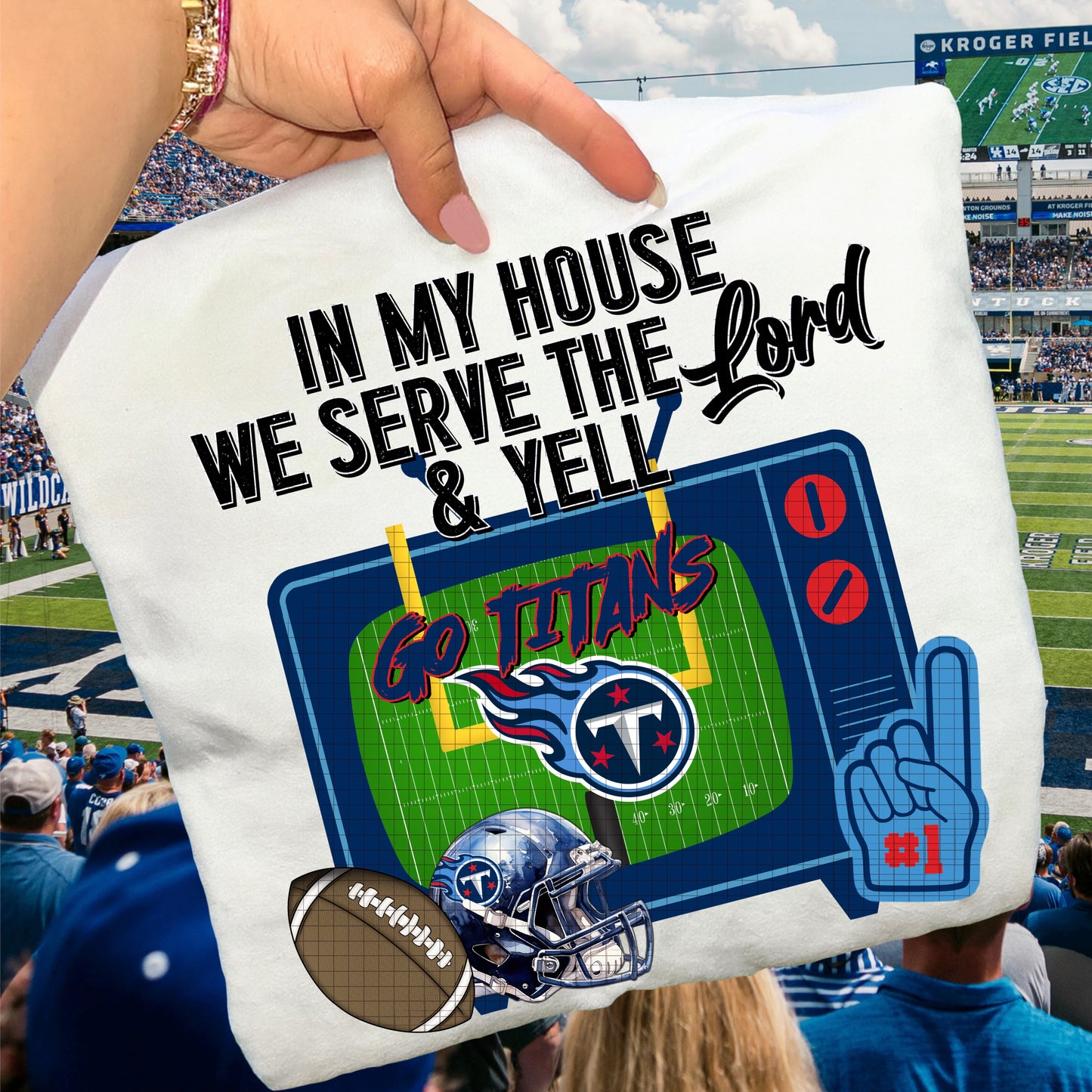 In My House We Serve the Lord and Yell Go Pro Football Teams (Choose Yours) 07639