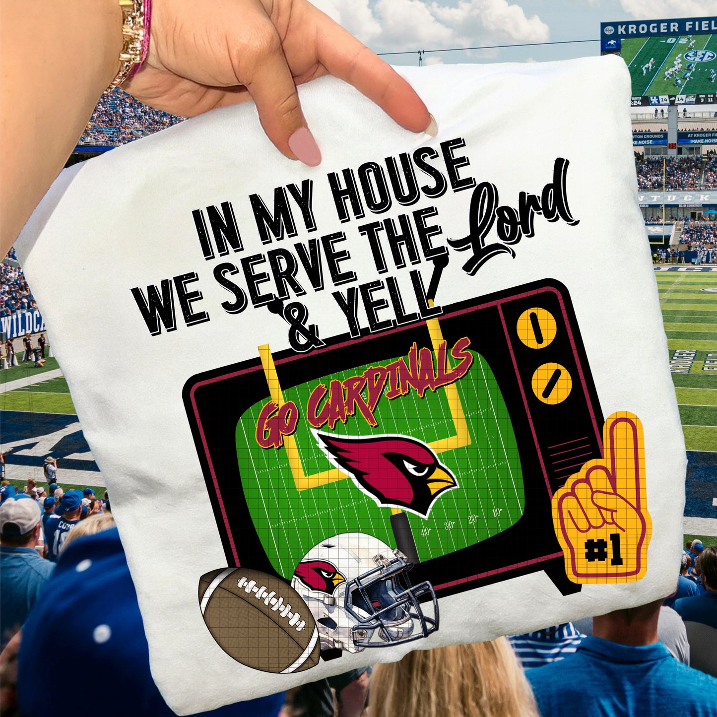 In My House We Serve the Lord and Yell Go Pro Football Teams (Choose Yours) 07639