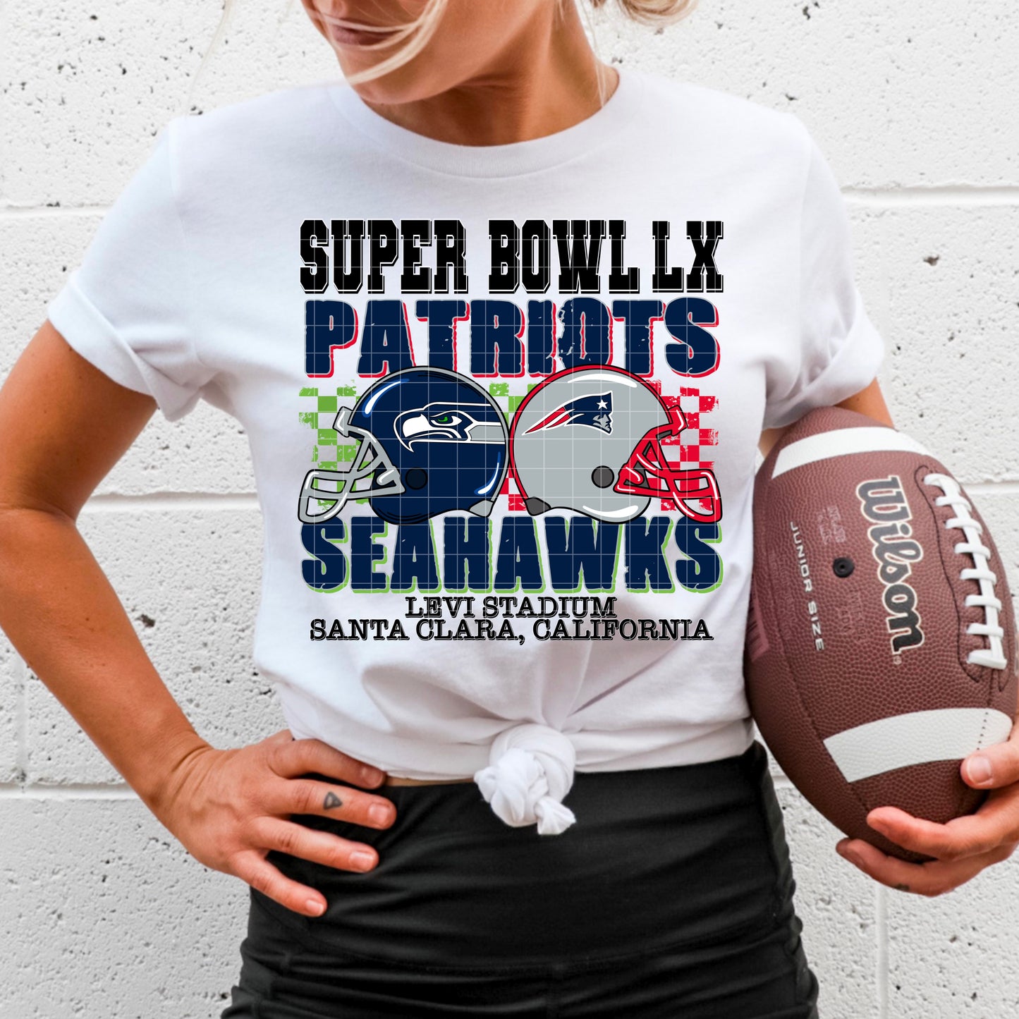 SB LX Checkered Patriots vs Seahawks 07931