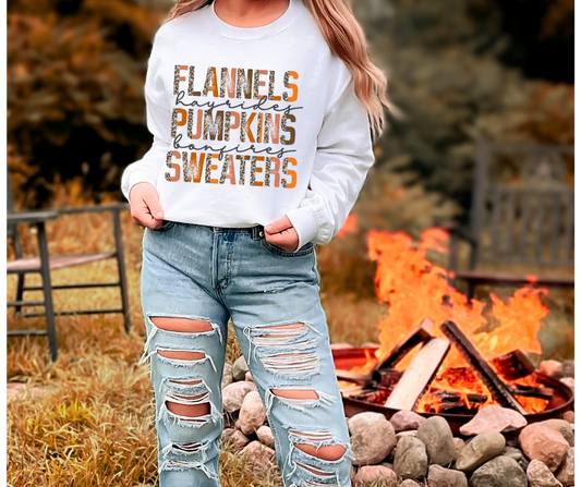 Flannels Pumpkins Sweaters Half Leopard DTF Transfer 06063