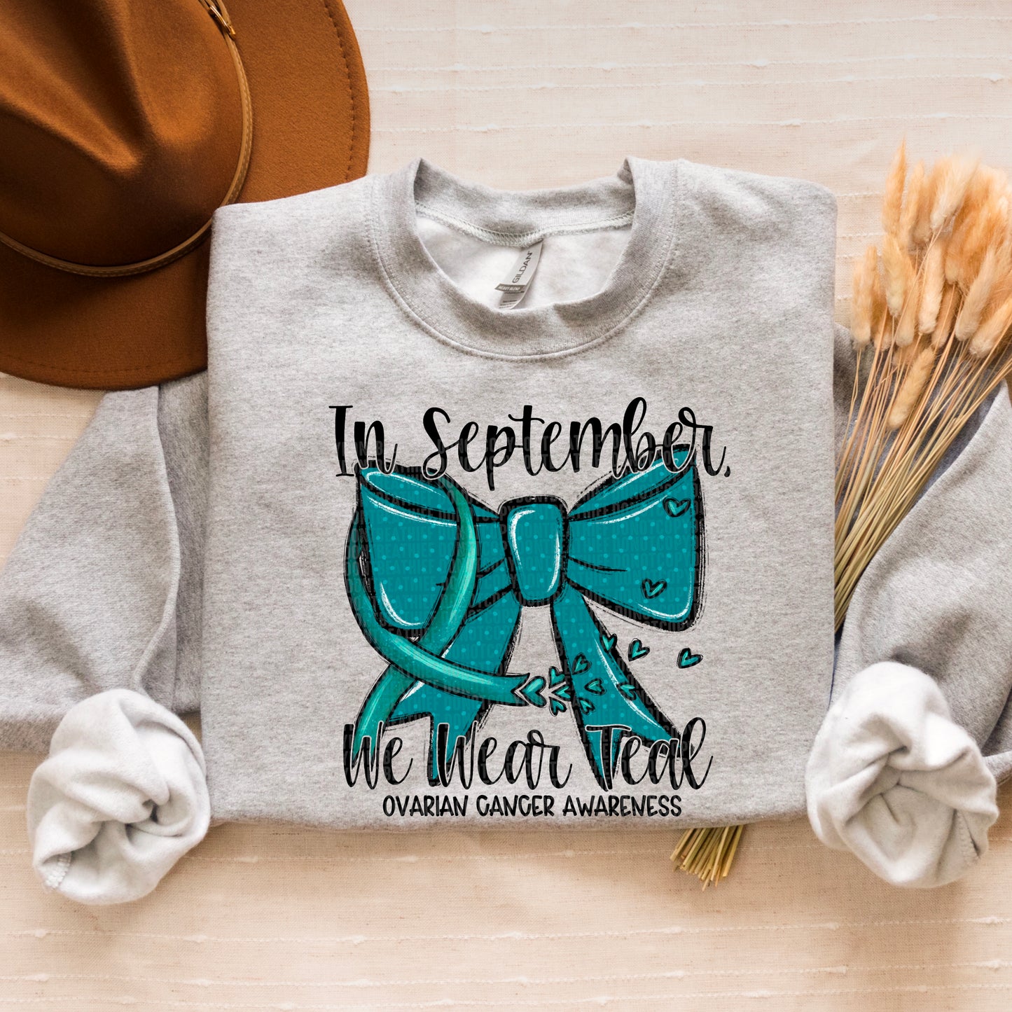In September We Wear Teal Coquette Ovarian Cancer 04798