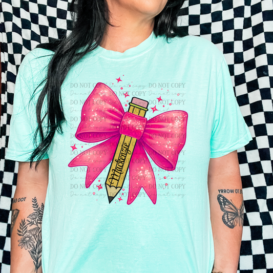 Custom Personalized Pink Coquette Pencil 01610