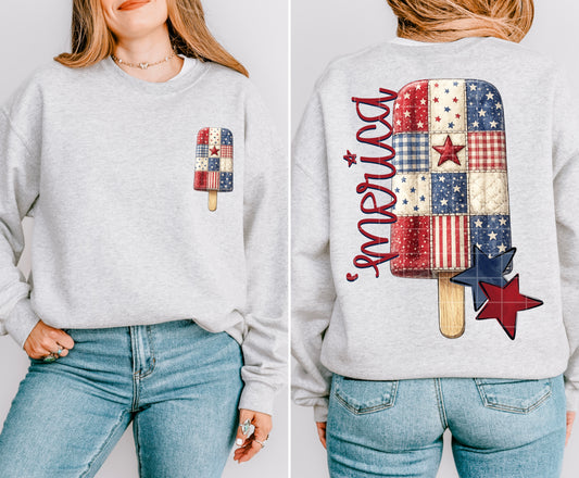 Faux Patchwork Merica Popsicle (Pocket Included) 08489