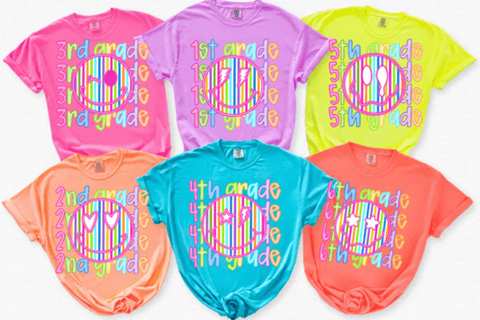 Neon Retro Smile Stacked Grade Levels + Occupations (Choose Yours) 01568