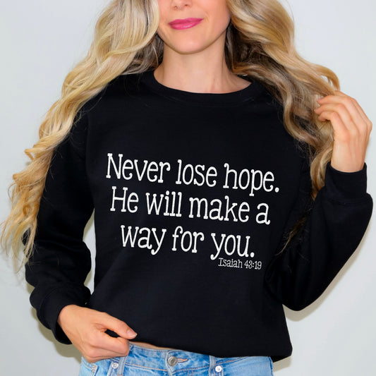 Never Lose Hope He Will Make a Way White 02752