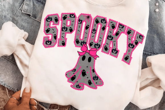 Pink Lace Spooky Varsity Ghost 01234