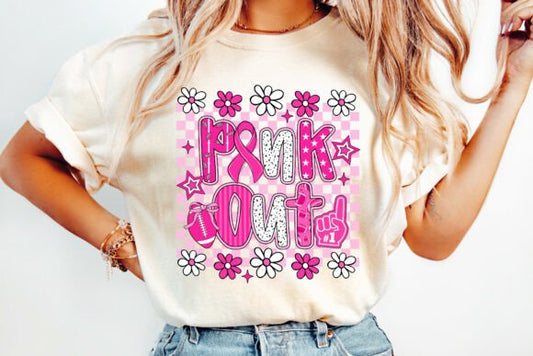 Preppy Floral Pink Out Football 01196