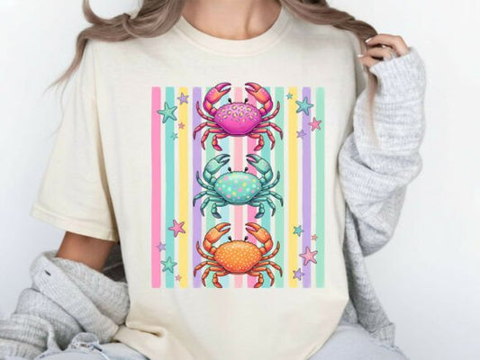Preppy Colorful Crabs Stripes 08109