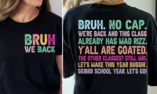 Bruh We Back No Cap (FRONT ONLY) 01530