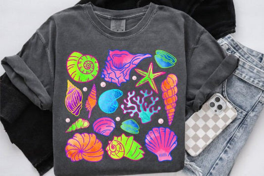 Retro Neon Seashell Collage 02062