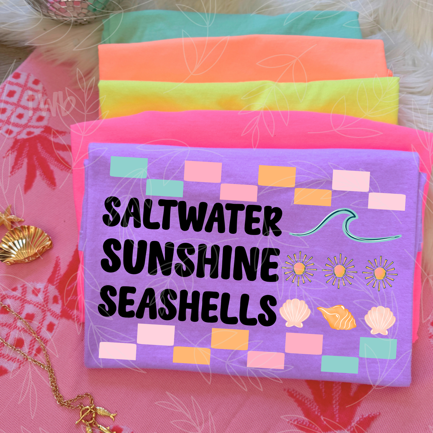Saltwater Sunshine Seashells Black 08617