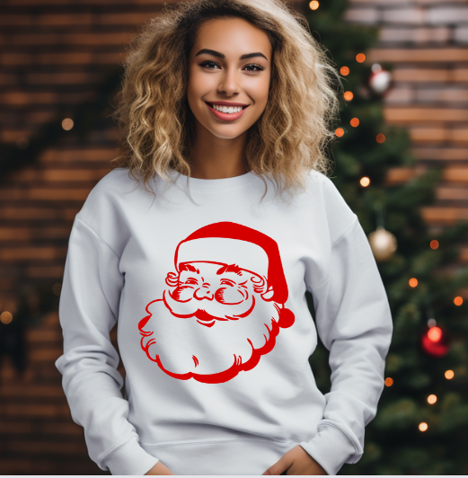 Red Santa Face Outline DTF Transfer 05896