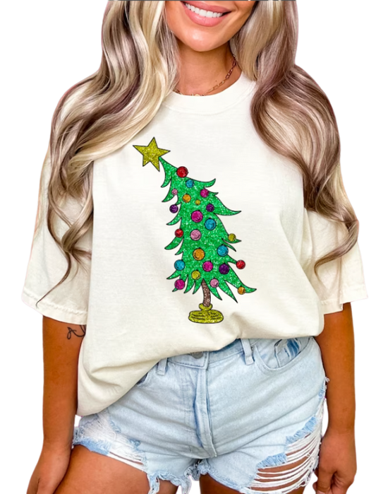 Glitter Christmas Tree DTF Transfer 05824
