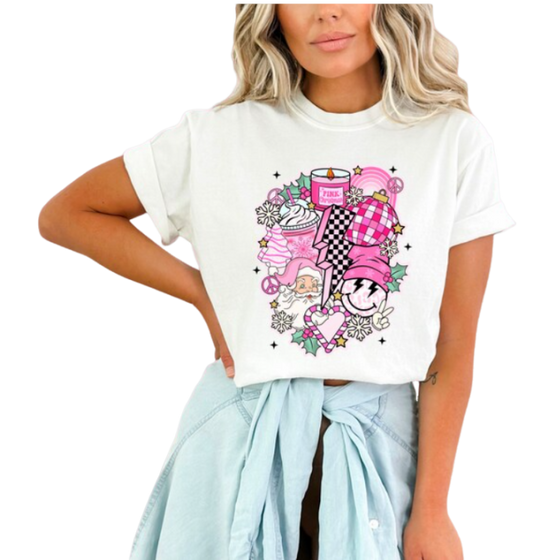 Pink Christmas Collage DTF Transfer 05822