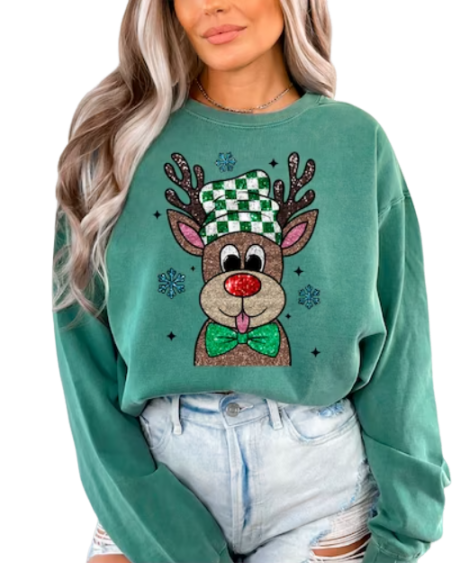 Glitter Reindeer DTF Transfer 05821