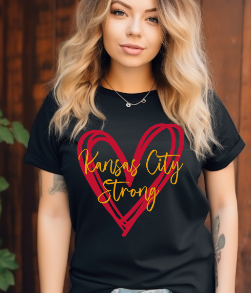 Kansas City Strong Heart Outline DTF Transfer 05402