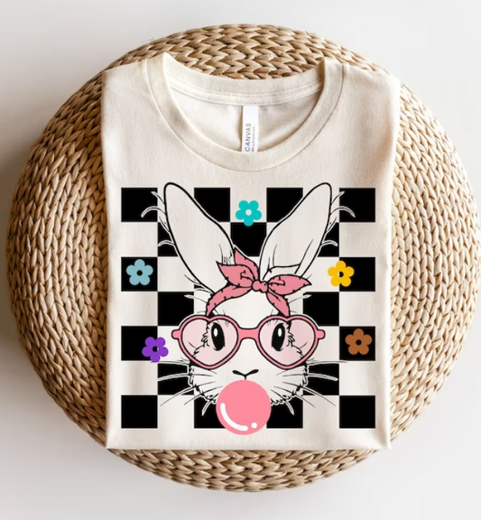 Checkered Easter Bunny Gum DTF Transfer 05380