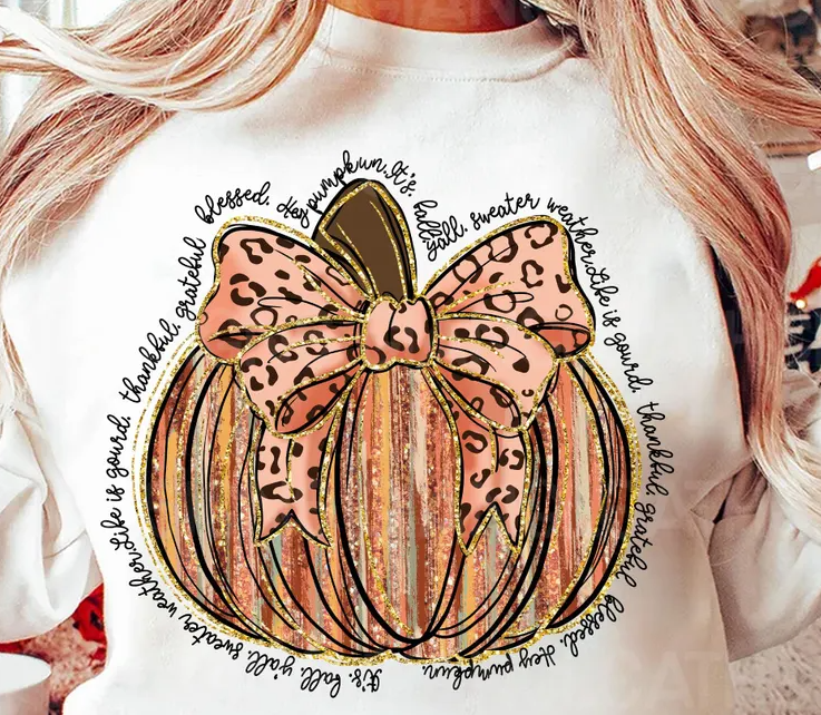 Faux Gold Glitter Pumpkin Fall Words 04523