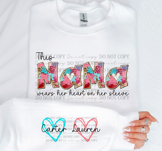 This "Mama/Title" Wears Her Heart on Her Sleeve Custom 02677
