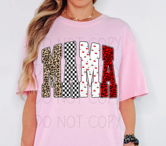 Edgy Retro Mama Checkered Leopard Cherries 01794